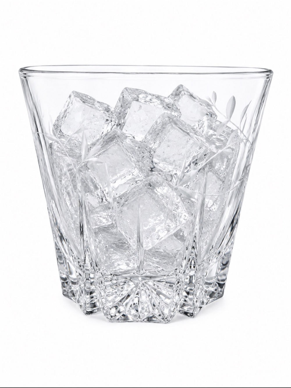 Princess House Crystal Heritage Ice Bucket Crystal Bowl Etched Floral Glass